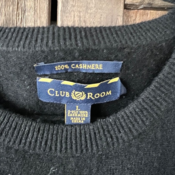 Club Room Men’s Luxury 100% Cashmere Crew-Neck Sweater Black Size Large EUC - Picture 4 of 5